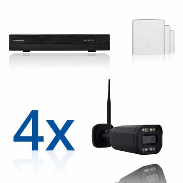 BERGHOCH | 4x 8MP WLAN Mesh Set | 8x Zoom | Aussen