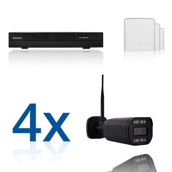 BERGHOCH | 4x 8MP WLAN Mesh Set | 8x Zoom | Aussen