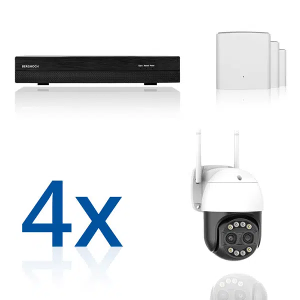 BERGHOCH | 4x  8MP WLAN Mesh Set | 8x Zoom | PTZ