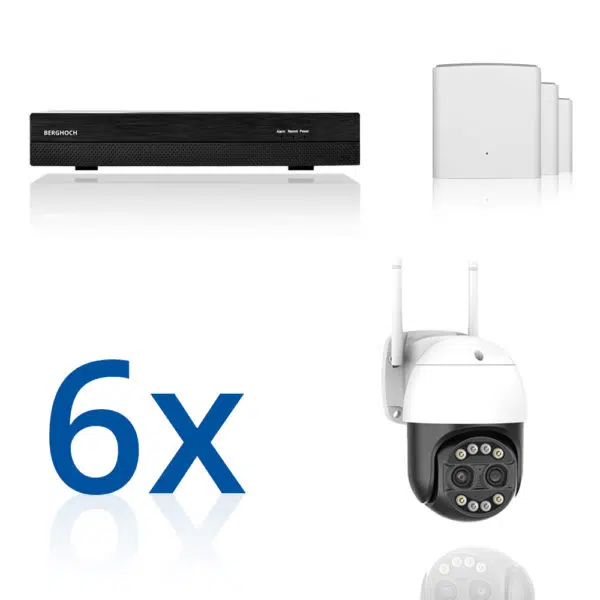 BERGHOCH | 6x 8MP WLAN Mesh Set | 8x Zoom | PTZ