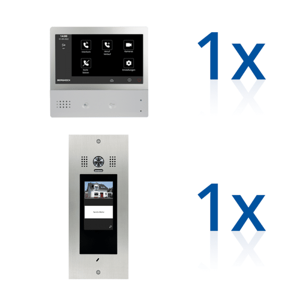 BERGHOCH | Hybrid IP 2-Draht | Türsprechanlage | B-TF100 Unterputz | Set | 1x Innenmonitor