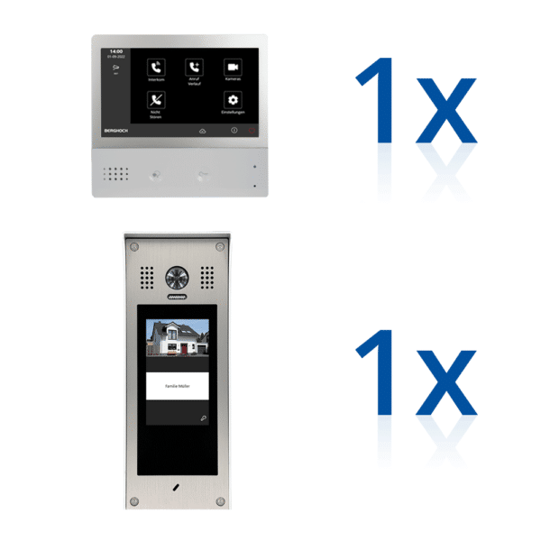 BERGHOCH | Hybrid IP 2-Draht | Türsprechanlage | B-TS100 Aufputz | Set | 1x Innenmonitor