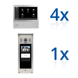 BERGHOCH | Hybrid IP 2-Draht | Türsprechanlage | B-TS100 Aufputz | Set | 4x Innenmonitor
