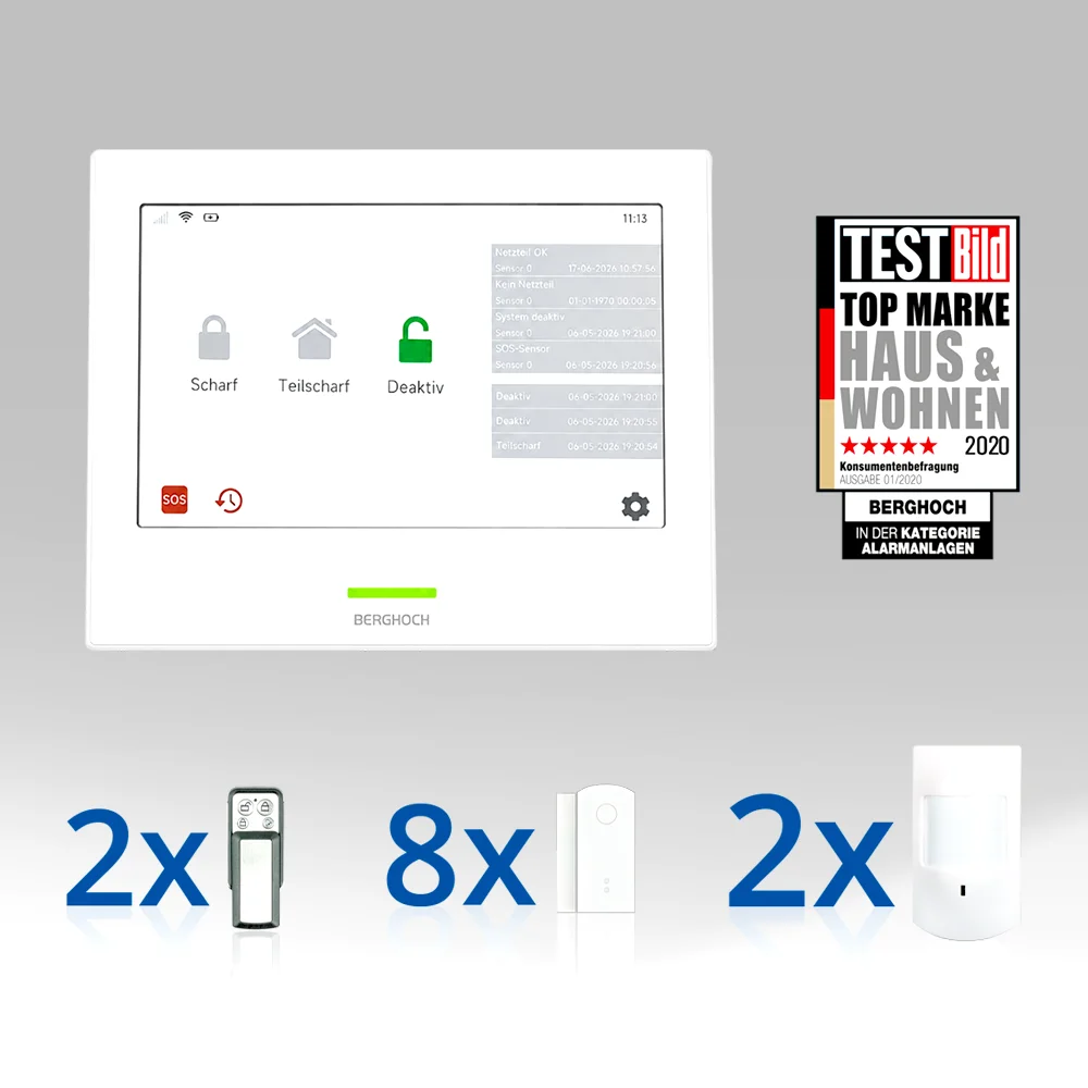 BERGHOCH | Touch-Alarmanlage Pro | 868 MHz I GSM I WiFi I APP I Set 2