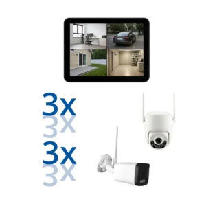 BERGHOCH | 6x 8MP 4K Funk Kamera Set | Mix | Aussen + PT Dome Kamera | Monitor | Touch