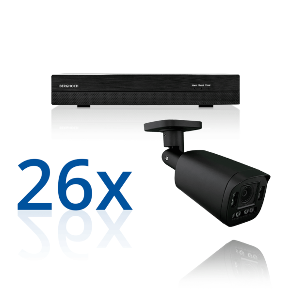 BERGHOCH | 26x 4K 8MP Auto-Zoom Kamera Set mit Ton + Mikro | Aussen