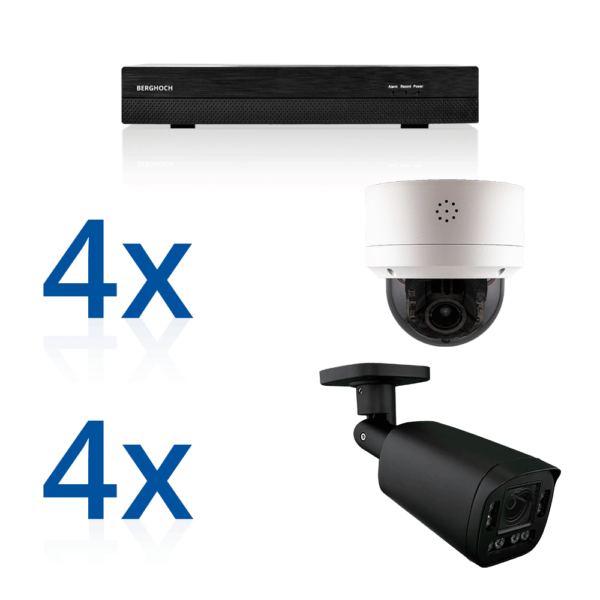 BERGHOCH | 8x 4K 8MP Auto-Zoom Kamera Set mit Ton + Mikro | Mix