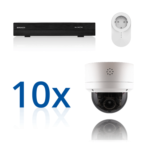 BERGHOCH | 10x 4K 8MP Pro Auto-Zoom Kabellos Set | Dome