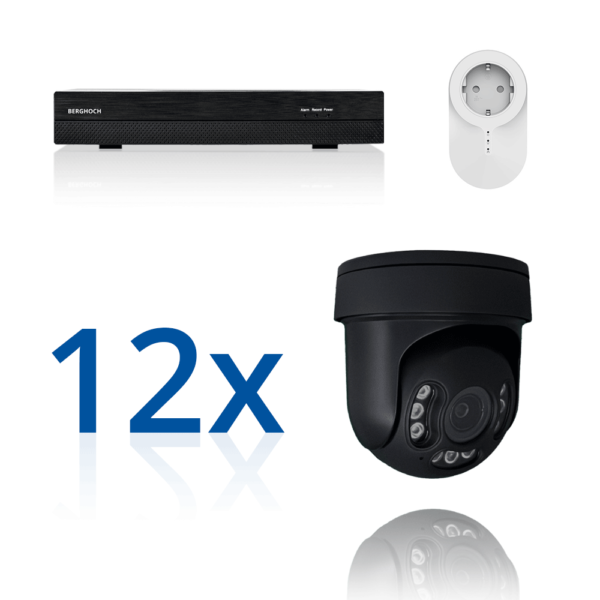 BERGHOCH | 12x 4K 8MP Pro Auto-Zoom Kabellos Set | Dome PTZ Ultra