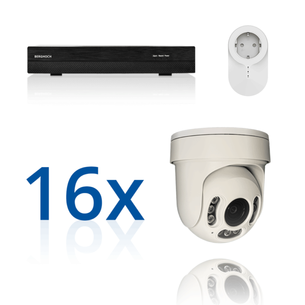 BERGHOCH | 16x 4K 8MP Pro Auto-Zoom Kabellos Set | Dome PTZ Ultra