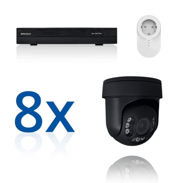BERGHOCH | 8x 4K 8MP Pro Auto-Zoom Kabellos Set | Dome PTZ Ultra