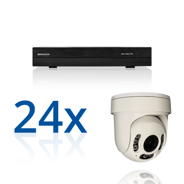 BERGHOCH | 24x 4K 8MP Auto-Zoom Kamera Set mit Mikrofon | Dome Dome PTZ Ultra