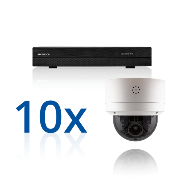 BERGHOCH | 10x 4K Auto-Zoom 8MP Kamera Set mit Mikrofon | Dome