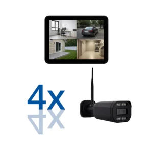 BERGHOCH | 4x 8MP Funk Kamera Set | Aussen | 8x Zoom | 4K | Monitor | Touch