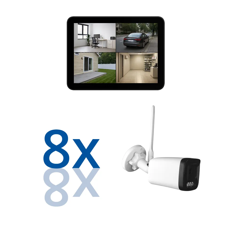 BERGHOCH | 8x 8MP 4K Funk Kamera Set | Aussen | Monitor | Touch
