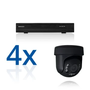 BERGHOCH | 4x 4K 8MP Zoom Kamera Set Dome | PTZ |  Ultra | Schwarz